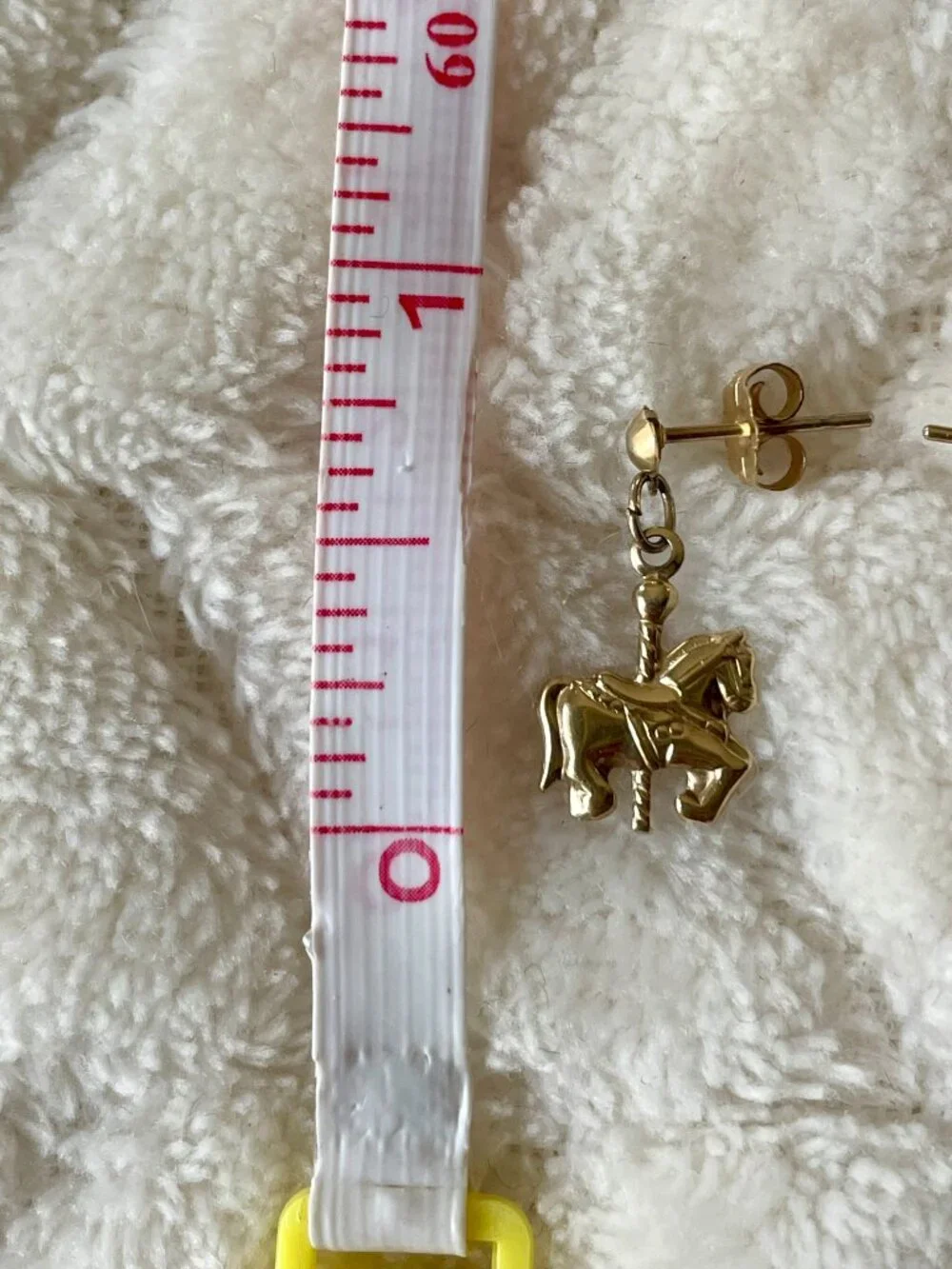 14k gold children's dangle carousel horse earrings